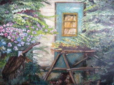 Ζωγραφική με τίτλο "My backyard from th…" από Dan Flanagan, Αυθεντικά έργα τέχνης, Λάδι