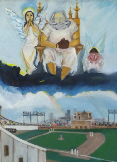 Painting titled "God loves baseball" by Dan Flanagan, Original Artwork, Oil