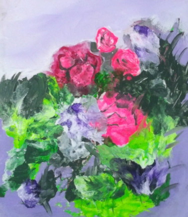 Painting titled "Abstract bouquet" by Dan Flanagan, Original Artwork, Acrylic