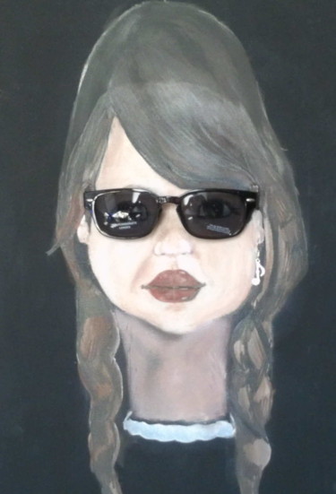Painting titled "Girl in sunglasses" by Dan Flanagan, Original Artwork, Oil