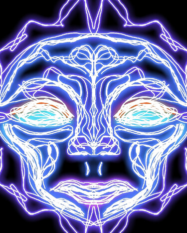 Drawing titled "Visage lumineux" by Dan Klight, Original Artwork, 2D Digital Work