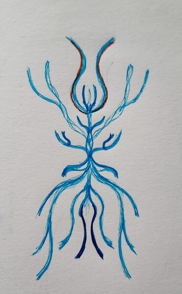 Dessin intitulée "Branche lumineuse" par Dan Klight, Œuvre d'art originale, Crayon