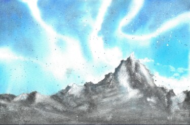 Malerei mit dem Titel "Sommet enneigé" von Dan Lago, Original-Kunstwerk, Aquarell