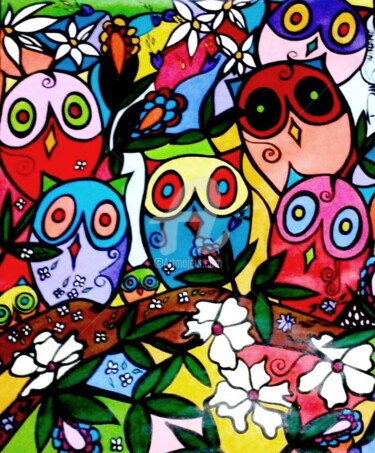 Pintura intitulada "Olhos da Noite" por Dan Quínamo, Obras de arte originais, Acrílico