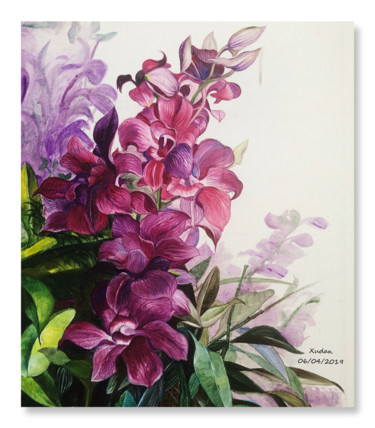 Painting titled "Violette" by Dan Xu, Original Artwork, Oil Mounted on Wood Stretcher frame