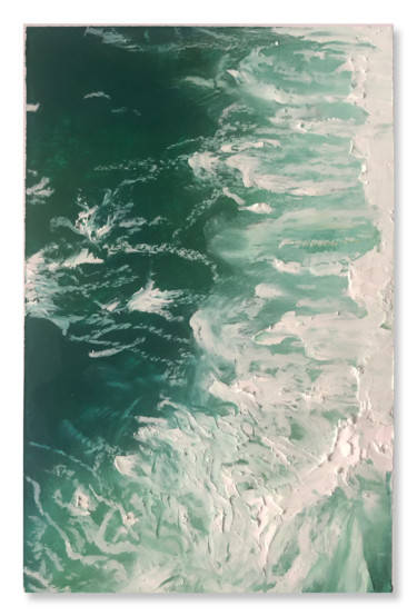 Drawing titled "Green Sea" by Dan Xu, Original Artwork, Wax