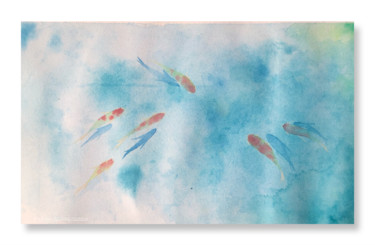 Desenho intitulada "Étang de piscicultu…" por Dan Xu, Obras de arte originais, Aquarela