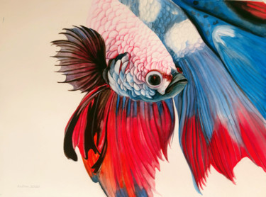 Peinture intitulée "Regardez" par Dan Xu, Œuvre d'art originale, Aquarelle