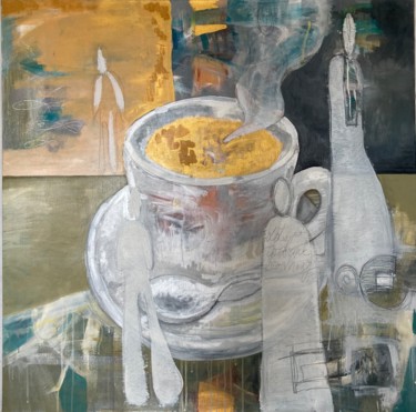 Painting titled "Coffe time" by Dana Balaz, Original Artwork, Acrylic