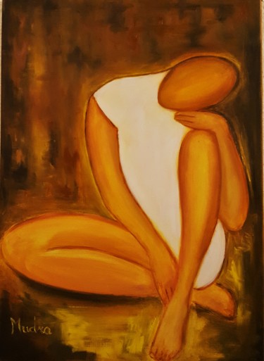 Painting titled "Solitude" by Dana Art, Original Artwork, Oil Mounted on Wood Panel