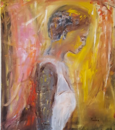 Painting titled "Angel" by Dana Art, Original Artwork, Oil Mounted on Wood Panel