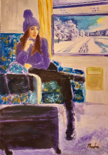 Painting titled "Paysage d'hiver" by Dana Art, Original Artwork, Oil