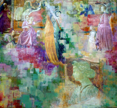 La Naissance de la Vierge Malerei mit dem Titel "La Naissance de la…" von Dana M, Original-Kunstwerk, Collagen Auf Keilrahmen aus Holz montiert