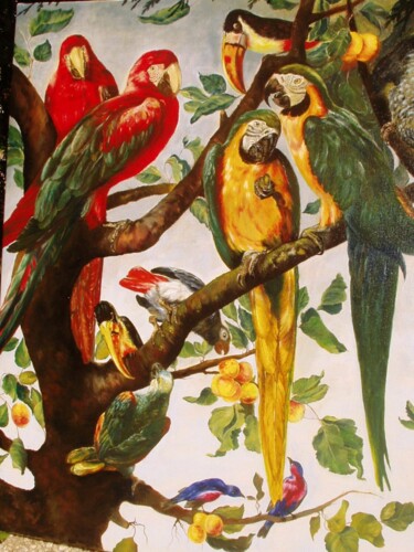 Malerei mit dem Titel "Les Oiseaux, d'aprè…" von Dana M, Original-Kunstwerk, Öl Auf artwork_cat. montiert