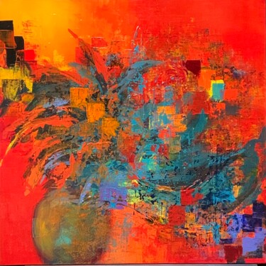 Peinture intitulée "Symphonie Rouge" par Dana M, Œuvre d'art originale, Acrylique Monté sur Châssis en bois