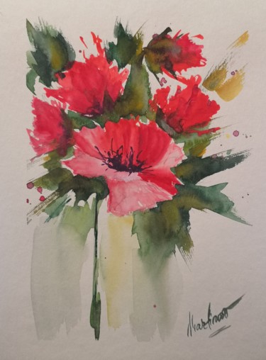 Painting titled "Reddish" by Dana Martinov, Original Artwork, Watercolor