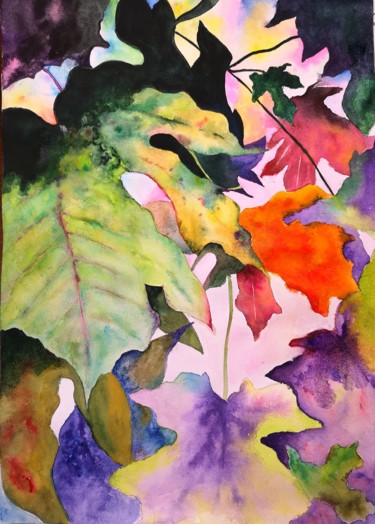 Peinture intitulée "Leaves" par Dana Martinov, Œuvre d'art originale, Aquarelle