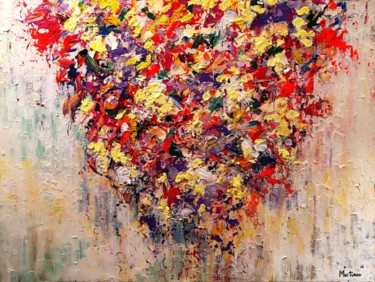 Painting titled "The flower curtain" by Dana Martinov, Original Artwork, Acrylic