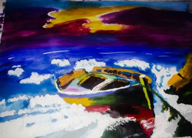 Pintura intitulada "Расбитый корабль" por Dana Queen, Obras de arte originais, Guache