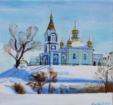 Malarstwo zatytułowany „Novostav church” autorstwa Dana Velychko, Oryginalna praca, Olej