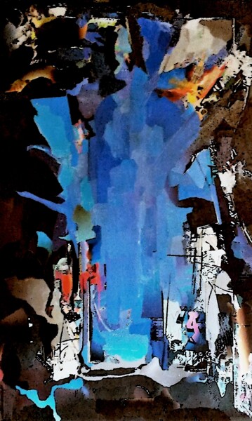 Collages getiteld "Le Grand bleu" door Dana, Origineel Kunstwerk