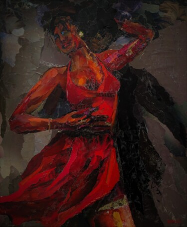 Collages titulada "tango passion" por Dana, Obra de arte original, Collages Montado en Bastidor de camilla de madera