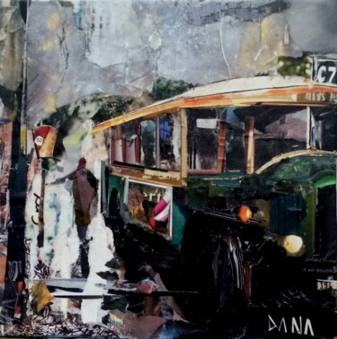 Collages titled "bus vintage" by Dana, Original Artwork, Collages Mounted on Cardboard