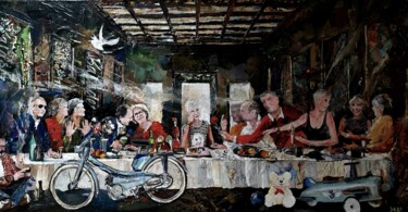 Collages titulada "Que Léonard me pard…" por Dana, Obra de arte original, Collages