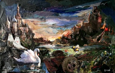 Collages titled "Le Tsar le Cygne et…" by Dana, Original Artwork, Collages Mounted on Wood Stretcher frame