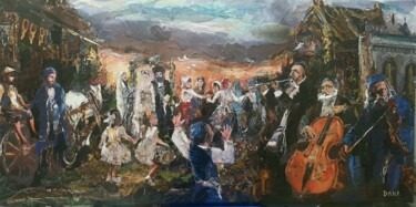 Collages intitolato "sous la houppah" da Dana, Opera d'arte originale, Collages Montato su Telaio per barella in legno