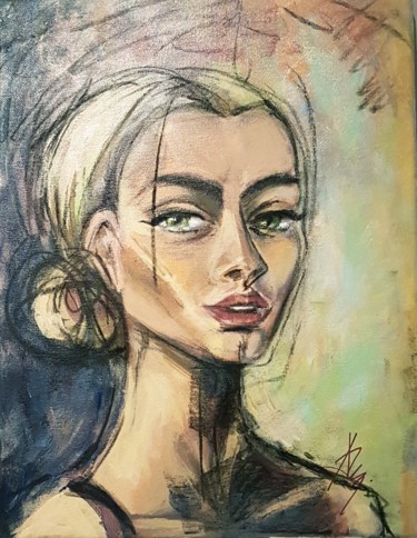 Painting titled "Olivia" by Daniela Mihai, Original Artwork, Acrylic Mounted on Wood Stretcher frame