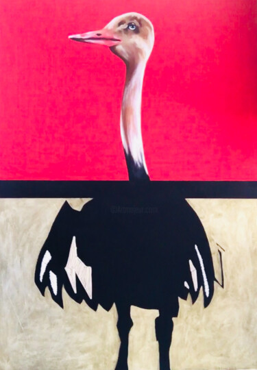 Картина под названием "Weird Bird" - Christina Bilbili, Подлинное произведение искусства, Акрил