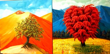 Painting titled "Albero della vita" by Daniela Paun, Original Artwork, Oil