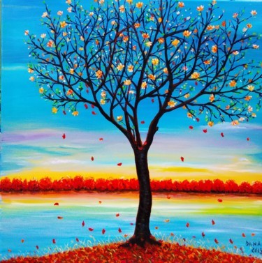 Painting titled "ALBERO DELLA VITA 2" by Daniela Paun, Original Artwork, Oil