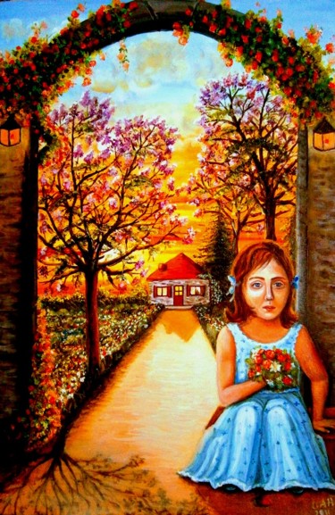 Painting titled "ASPETTANDO MAMMA" by Daniela Paun, Original Artwork, Oil