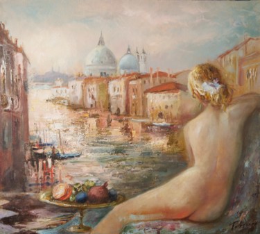 Painting titled "The riddle of Venice" by Natalia Pevzner, Original Artwork, Oil Mounted on Wood Stretcher frame