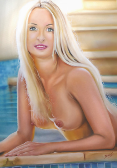 Peinture intitulée "A nude blond angel…" par Nick Danapassis, Œuvre d'art originale