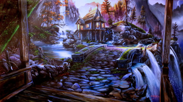 Peinture intitulée "The old watermill" par Nick Danapassis, Œuvre d'art originale