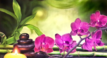 Peinture intitulée "purple orchides" par Nick Danapassis, Œuvre d'art originale