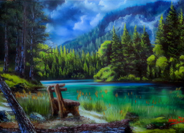Painting titled "Lake glory" by Nick Danapassis, Original Artwork