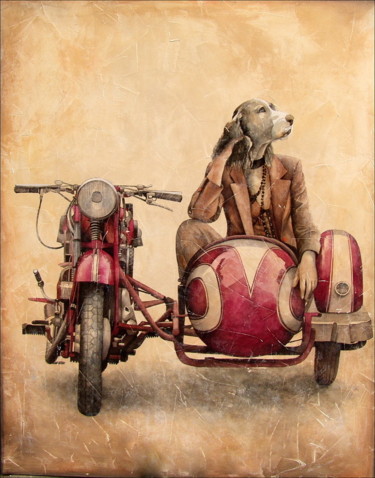 Painting titled "Side Car Lady (coll…" by Dana Tomsa Oberhoffer, Original Artwork