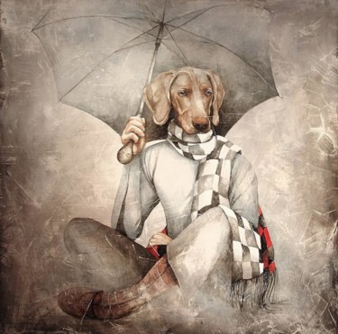 Pittura intitolato "L'ombrello in prest…" da Dana Tomsa Oberhoffer, Opera d'arte originale