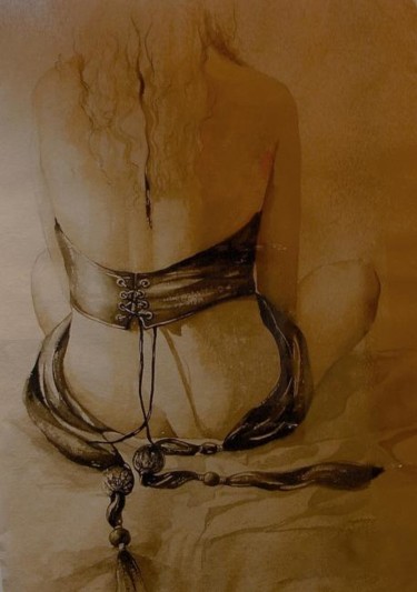 Disegno intitolato "Study for nude mode…" da Dana Tomsa Oberhoffer, Opera d'arte originale