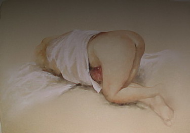 Disegno intitolato "Study for nude (col…" da Dana Tomsa Oberhoffer, Opera d'arte originale
