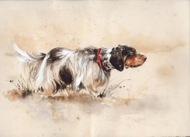 Pittura intitolato "Hunt dog study" da Dana Tomsa Oberhoffer, Opera d'arte originale