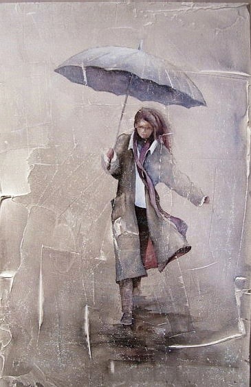 Painting titled "La pioggia" by Dana Tomsa Oberhoffer, Original Artwork