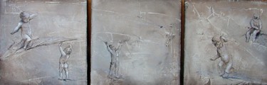 Painting titled "Angels (trittico)" by Dana Tomsa Oberhoffer, Original Artwork