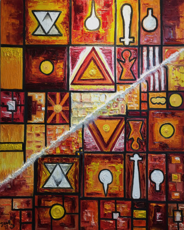 Painting titled "Construction of an…" by Dan Aug, Original Artwork, Oil