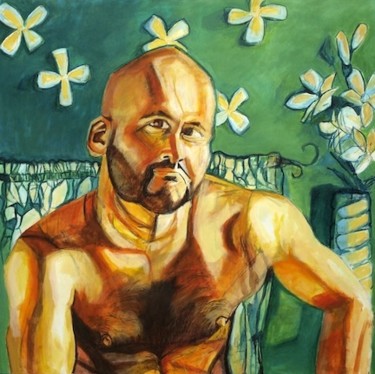 Картина под названием "Man in the bedroom" - Daniel Beaudoin, Подлинное произведение искусства, Акрил