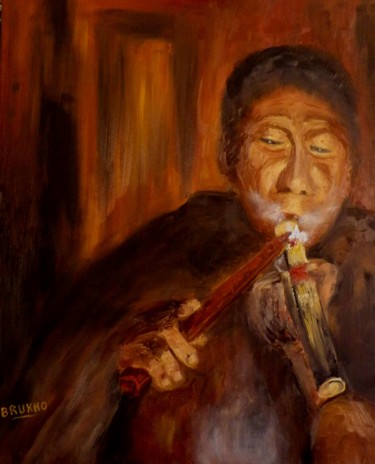 Pintura intitulada "fumeur-d-opium-73-x…" por Brukho, Obras de arte originais, Óleo